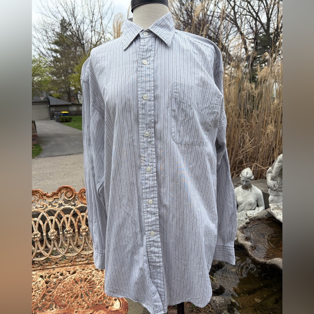 Men's RRL Light Blue Pinstripe Dress Shirt